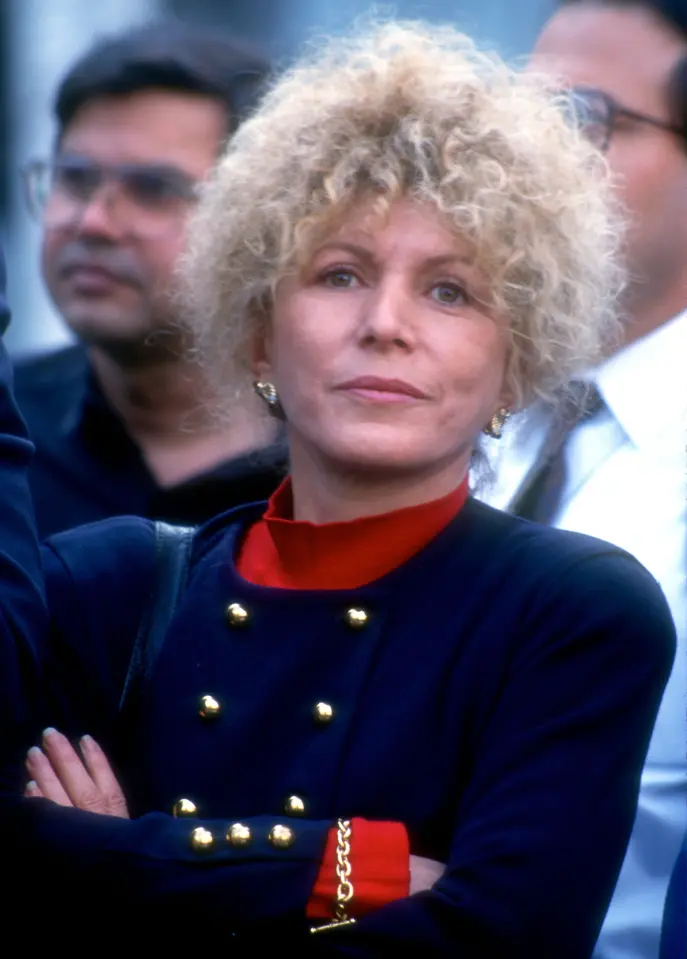 Leslie Abramson, defense attorney for Erik Menendez, in her signature navy jacket with gold buttons during the Menendez Brothers trial